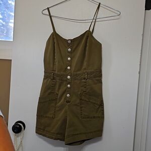 Army green short romper